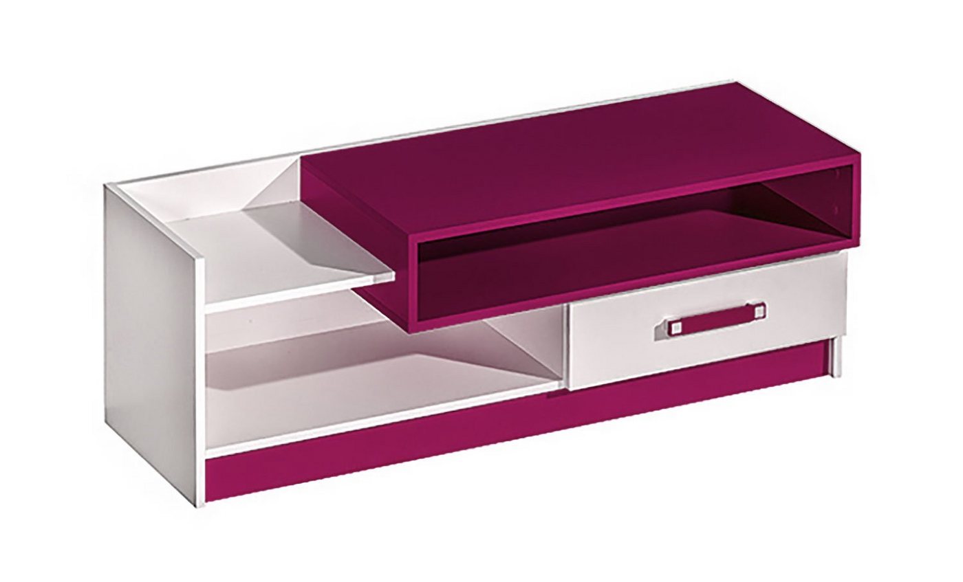 Feldmann-Wohnen Lowboard Trafiko (mit dekorativen farblichen Absetzungen, 1 St., Farbapplikation wahlweise in blau, grau oder pink), 120cm weiß Farbapplikation wählbar mit 2 offenen Fächern & 1 Schublade von Feldmann-Wohnen