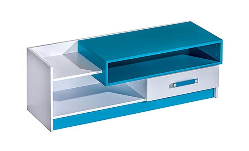 Feldmann-Wohnen Lowboard Trafiko (mit dekorativen farblichen Absetzungen, 1 St., Farbapplikation wahlweise in blau, grau oder pink), 120cm weiß Farbapplikation wählbar mit 2 offenen Fächern & 1 Schublade von Feldmann-Wohnen