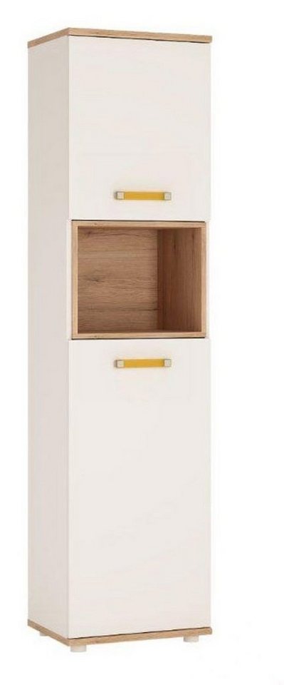 Feldmann-Wohnen Mehrzweckschrank Alex (2-türig, 3 Einlegeböden, mittig 1 offenes Fach, 1-St., Grifffarbe wahlweise orange, limone, lila oder opalino (grau) 48cm weiß matt/weiß hochglänzend Grifffarben wählbar von Feldmann-Wohnen