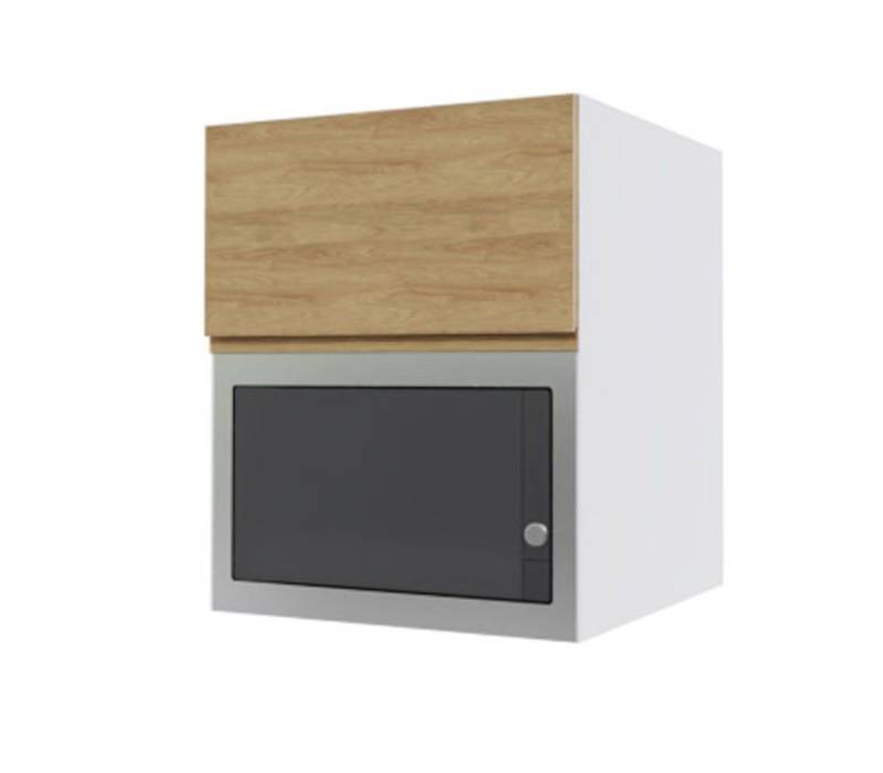 Feldmann-Wohnen Mikrowellenumbauschrank Arezzo (1-St) 60x32,5x72cm grifflos weiß - Hickory Natur (AZ-W2MK/60) von Feldmann-Wohnen