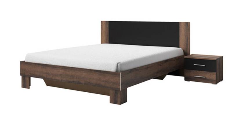 Helvetia Schlafzimmer-Set Vera, (2 Nachttische, 1 Bett, 3-St., ohne Beleuchtung), 232,3x205x85cm Monastery Eiche / schwarz 3 Teilig von Helvetia