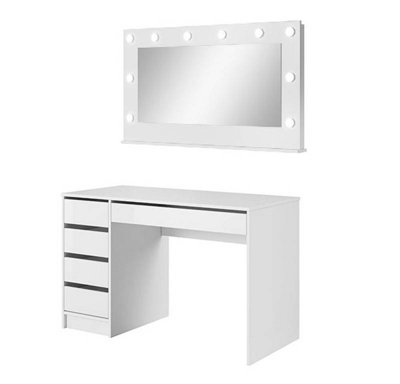Feldmann-Wohnen Schminktisch Ada (mit Schubladen, 2-St., moderne Optik, mit Schubladen), 120x55cm weiß hochglanz grifflos von Feldmann-Wohnen