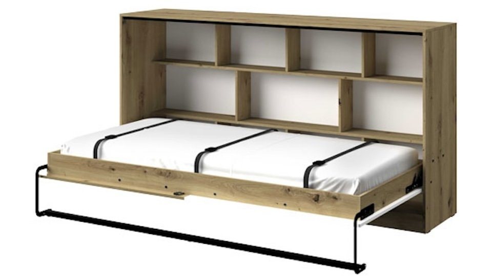 Feldmann-Wohnen Schrankbett Nero (Liegefläche 90 cm x 200 cm, ohne Matratze, 1-St., Mit 7 Regalfächern, Mit Lattenrahmen, horizontal aufklappbar) 90x200cm artisan eiche / weiß matt mit schwarzen Knopfgriffen Feldmann-Wohnen Schrankbett Nero (Liegefläche 90 cm x 200 cm, ohne Matratze, 1-St., Mit 7 Regalfächern, Mit Lattenrahmen, horizontal aufklappbar) 90x200cm artisan eiche / weiß matt mit schwarzen Knopfgriffen von Feldmann-Wohnen