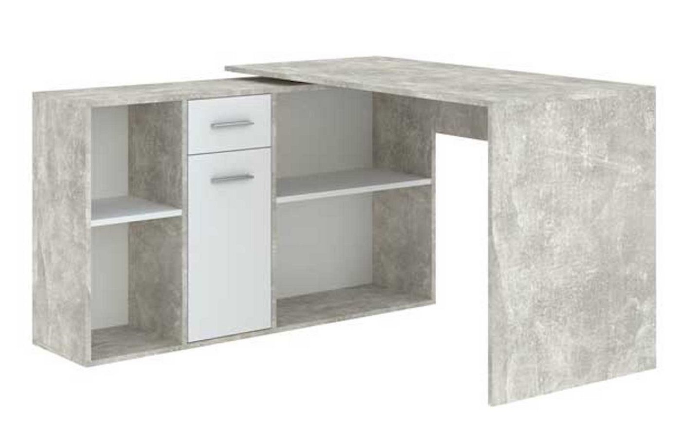 Feldmann-Wohnen Schreibtisch Diego, 120x122x75cm beton / weiß von Feldmann-Wohnen