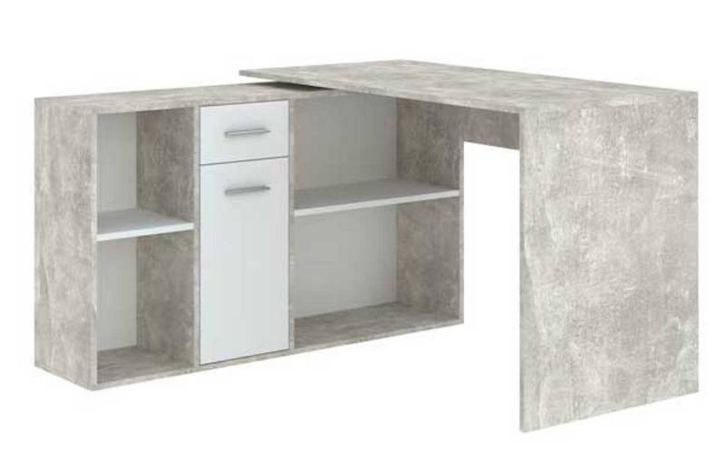 Feldmann-Wohnen Schreibtisch Diego (1-St), 120x122x75cm beton / weiß von Feldmann-Wohnen