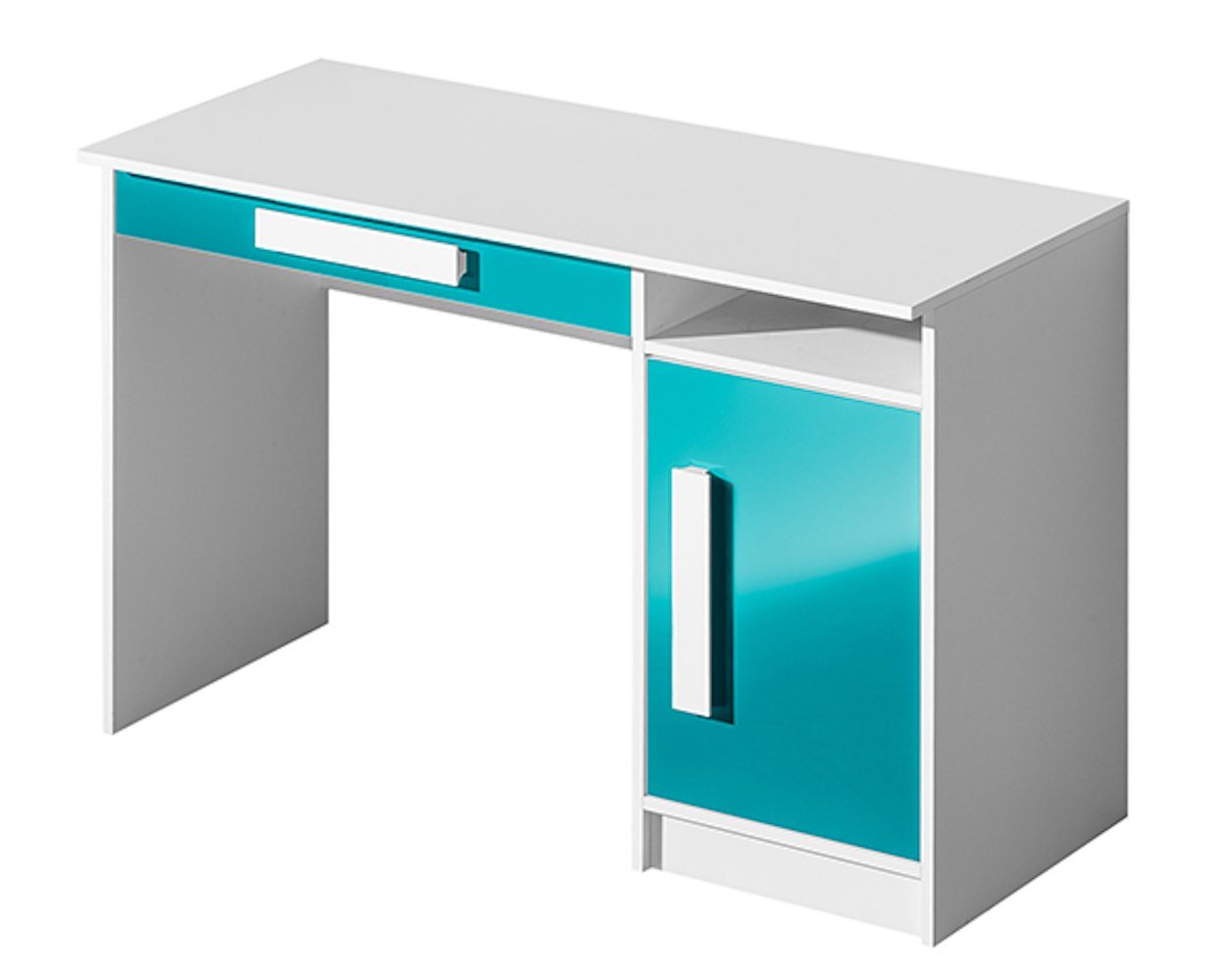 Feldmann-Wohnen Schreibtisch Guliver (1-St), 120cm Frontfarbe & Farbe der Griffe wählbar 1-türig mit 1 Schubkasten von Feldmann-Wohnen