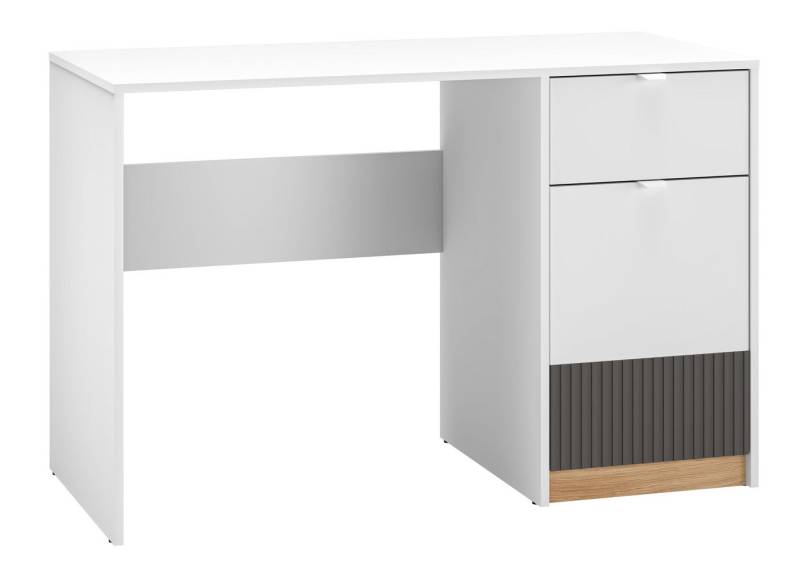 Feldmann-Wohnen Schreibtisch Torino (mit Schublade, mit Tür, 1-St., moderne Optik, mit Schublade, Front MDF), 120x55x79cm weiß Eiche Castello graphit 1-türig von Feldmann-Wohnen