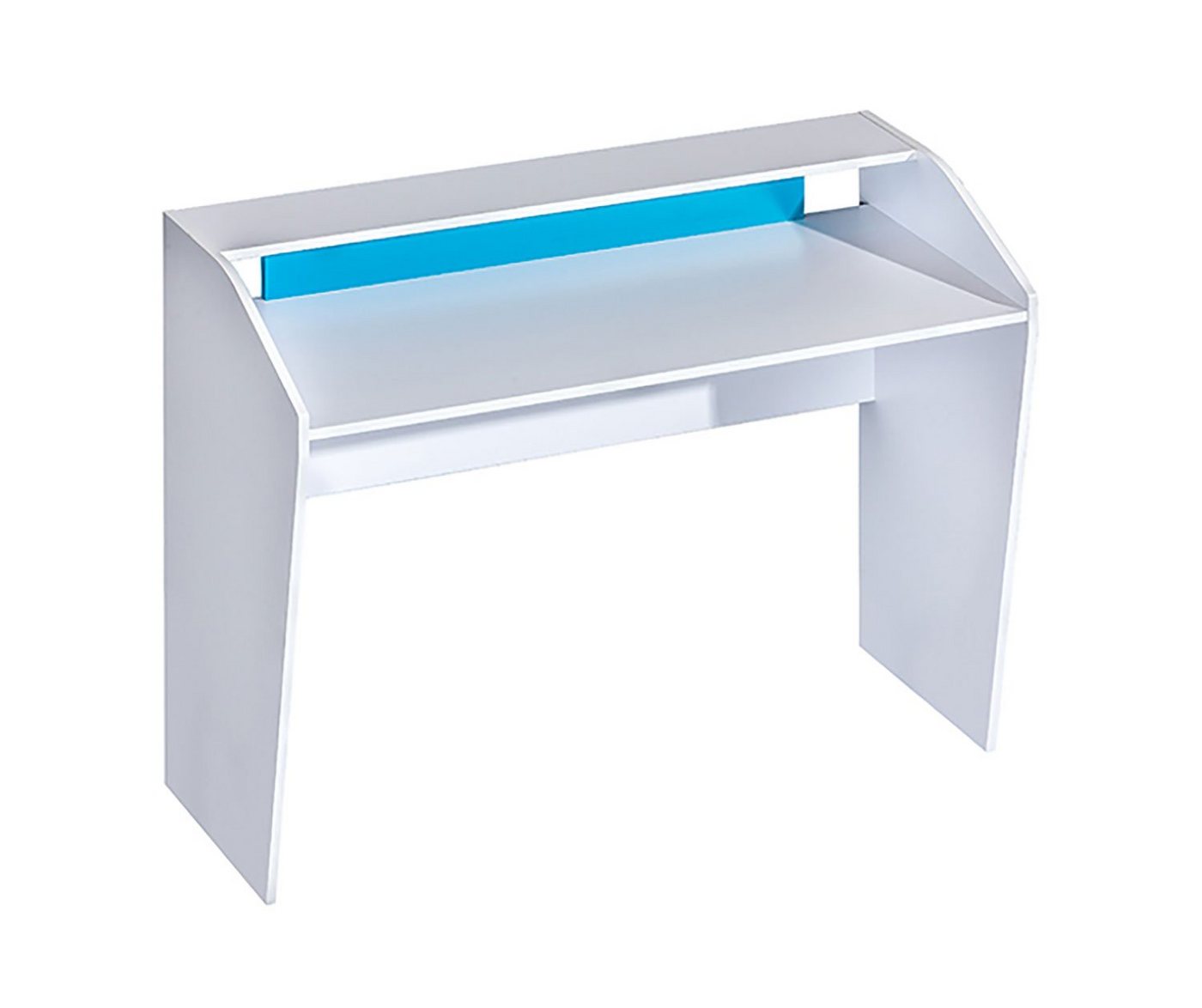 Feldmann-Wohnen Schreibtisch Trafiko (mit extra Ablage, Arbeitsplatte vom Boden Hoch ca. 76cm, 1-St., Farbapplikation wahlweise in blau, grau oder pink), 120cm weiß Farbapplikation wählbar mit extra Ablage von Feldmann-Wohnen