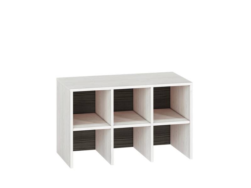 Feldmann-Wohnen Schuhbank Blanco (6 offene Fächer, 1-St., dekorative graue MDF-Absetzungen), 80x42x50cm Pinie weiß / grau von Feldmann-Wohnen