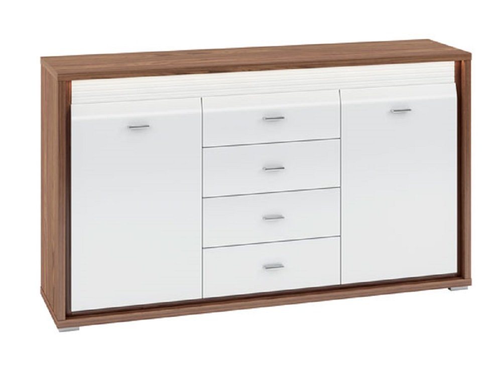 Feldmann-Wohnen Sideboard DALLAS (Kommode), B/T/H: 165 cm x 41 cm x 94 cm - Farbe der geriffelten Absetzungen wählbar von Feldmann-Wohnen