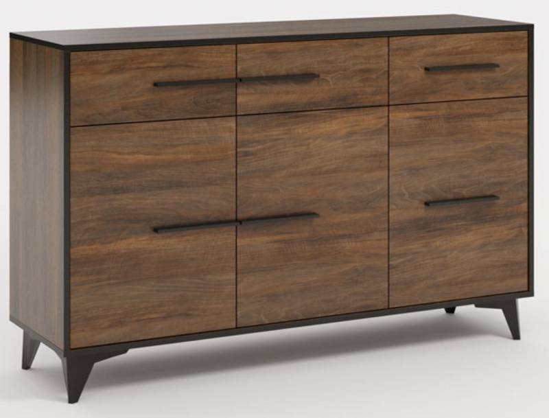 Feldmann-Wohnen Sideboard Sideboard Frida (K3D3S) shirin walnuss / schwarz #dv50 (1 St), 135cm shirin walnuss schwarz von Feldmann-Wohnen