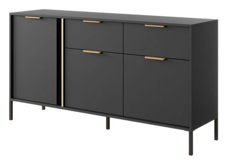 Feldmann-Wohnen Sideboard Lars (1 St), 153,1x39,5x81,4cm anthrazit / gold von Feldmann-Wohnen