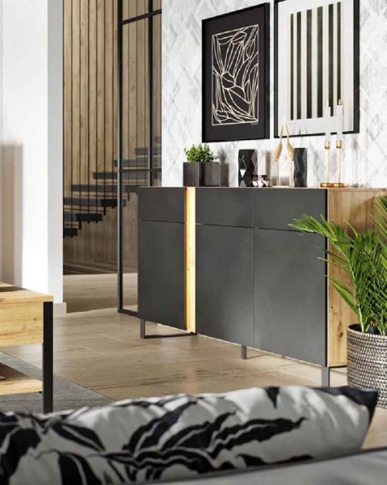 Feldmann-Wohnen Sideboard MONO (Kommode, mit attraktiver LED-Hintergrundbeleuchtung), B/T/H: 150 x 41 x 95 cm von Feldmann-Wohnen