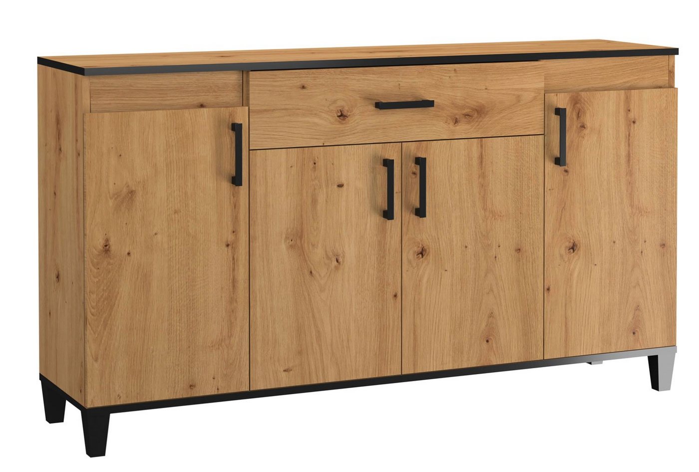 Feldmann-Wohnen Sideboard Pola (1 St), 160x40x132cm Artisan Eiche 4-türig von Feldmann-Wohnen