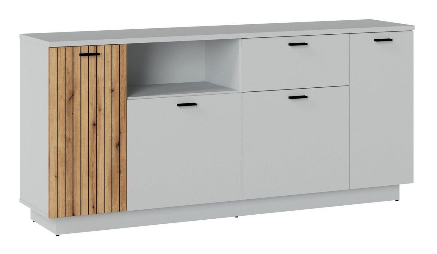 Feldmann-Wohnen Sideboard Vero (Vero, 1 St., Kommode), 180x40x83cm grau / Evoke Eiche MDF von Feldmann-Wohnen