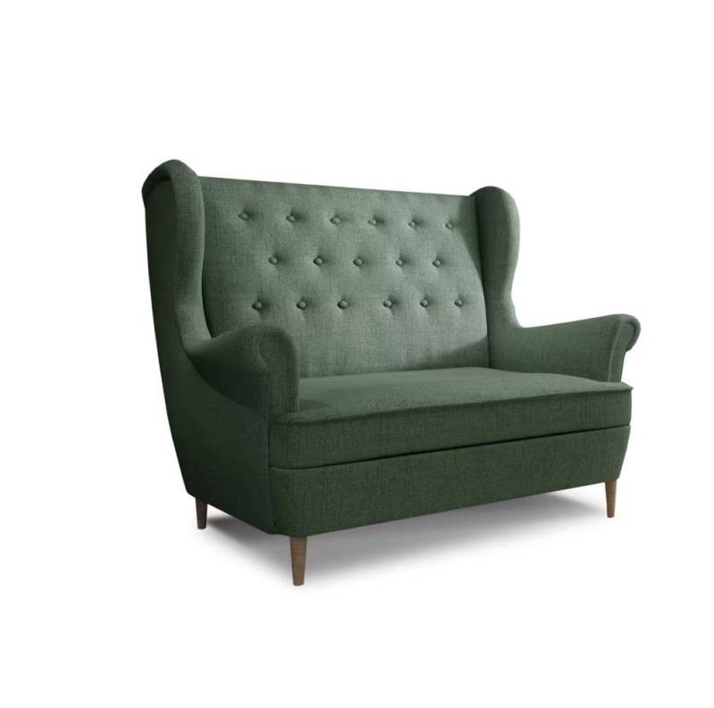 Feldmann-Wohnen Sofa Aros, 2-Sitzer, mit Rückenlehne und Holzfüßen 1 Teile, 150x90x103cm dunkelgrün von Feldmann-Wohnen