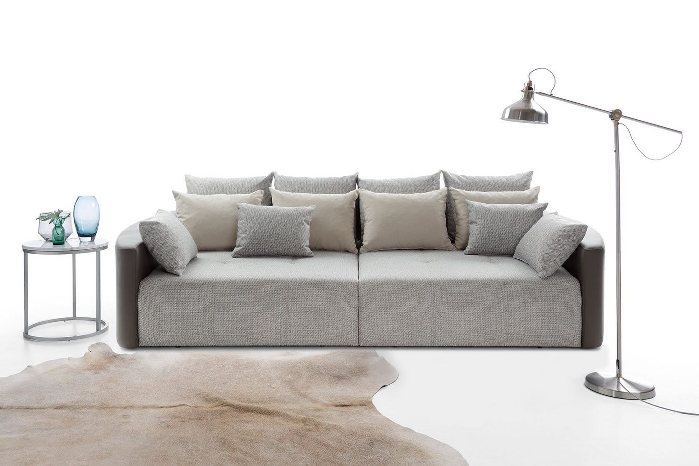 Feldmann-Wohnen Sofa Pura, Pura 1 Teile, 290cm beigegrau / grau mit Schlaffunktion und Bettkasten von Feldmann-Wohnen