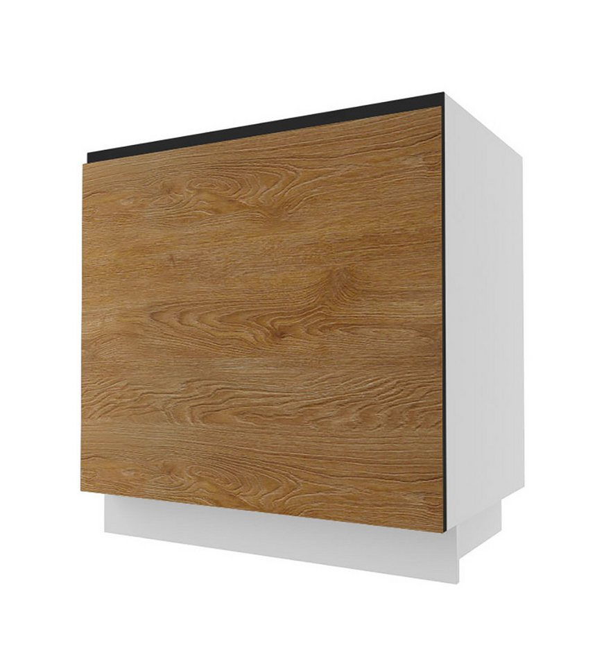 Feldmann-Wohnen Spülenunterschrank Treviso (Schublade mit Vollauszug, Selbsteinzug & Soft-Close (Rejs Comfort Box), 1-St., Fronten in modernem Holzdekor & mit formschönen Griffmulden) 80x50x82cm Front- & Korpusfarbe wählbar grifflos von Feldmann-Wohnen