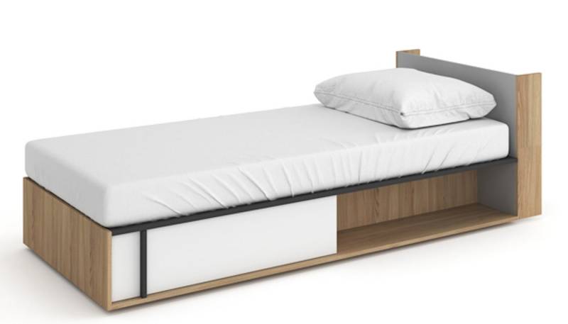 Feldmann-Wohnen Stauraumbett Imola (Imola, 1-tlg., Bett mit Matratze), 90x200cm weiß graphit grau Salisbury Eiche mit Matratze von Feldmann-Wohnen