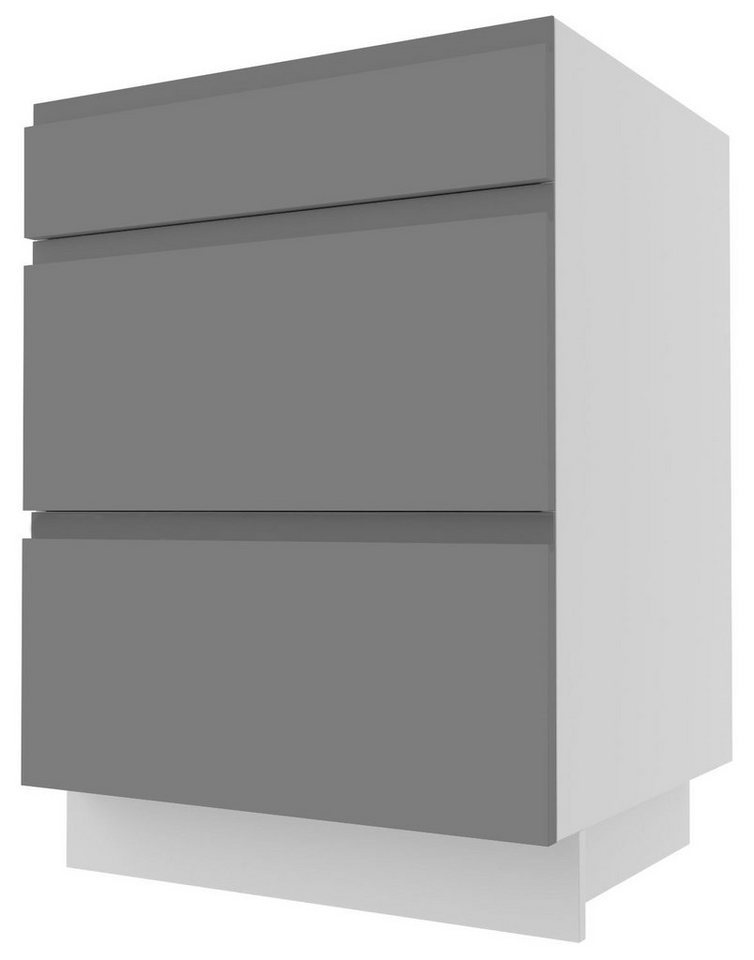 Feldmann-Wohnen Unterschrank Avellino (1-St) 60cm Front- & Korpusfarbe wählbar grifflos 3 Schubladen (Vollauszug) von Feldmann-Wohnen