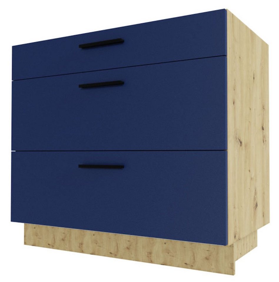 Feldmann-Wohnen Unterschrank Bonn (3 Schubladen, 1-St., moderne Optik, MDF Fronten) BO-D3R/90 mit Schubladen Vollauszug 90cm weiß Front weiß matt von Feldmann-Wohnen
