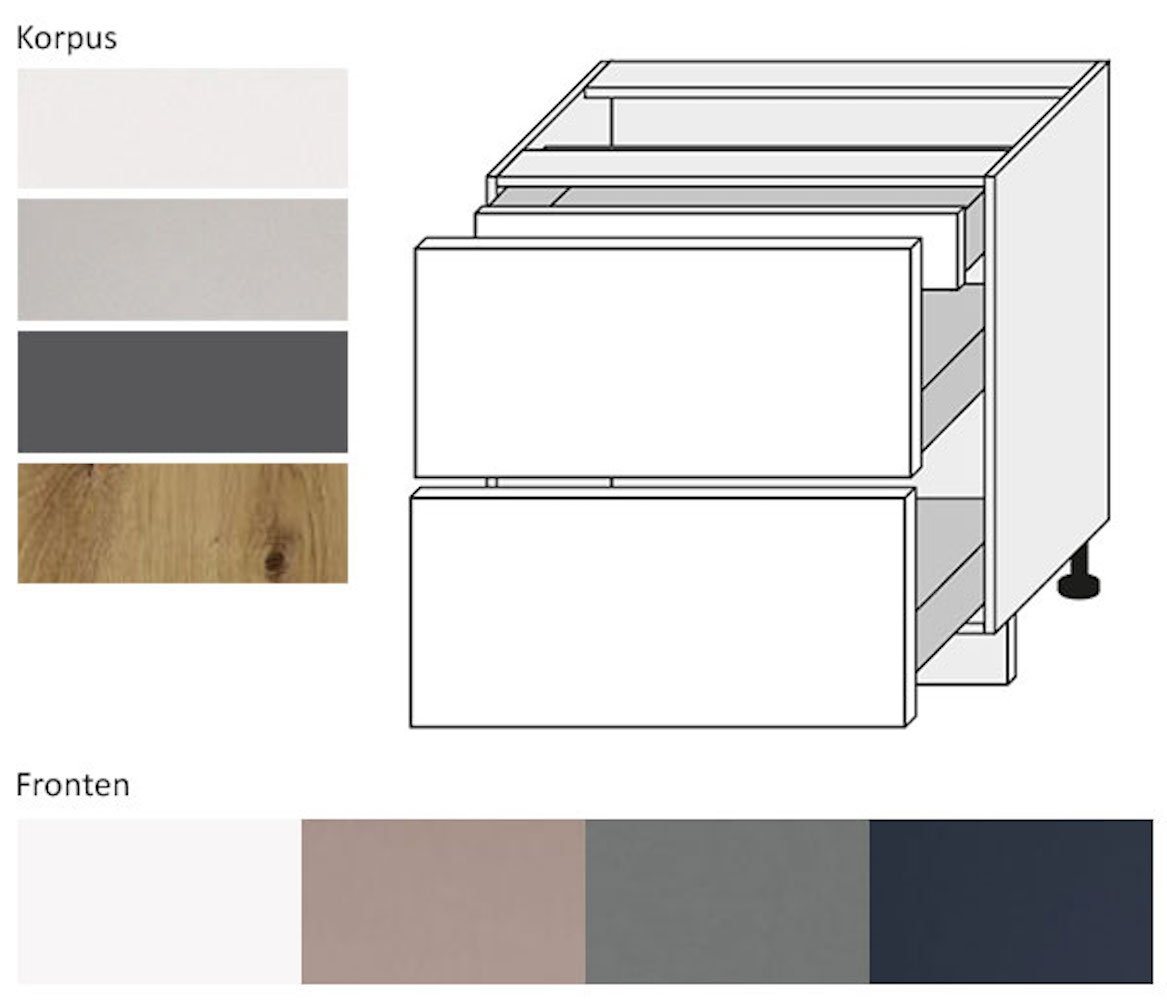 Feldmann-Wohnen Unterschrank Bonn BO-D2A/80/1A Küchenschrank Vollauszug 80cm Farbe wählbar von Feldmann-Wohnen