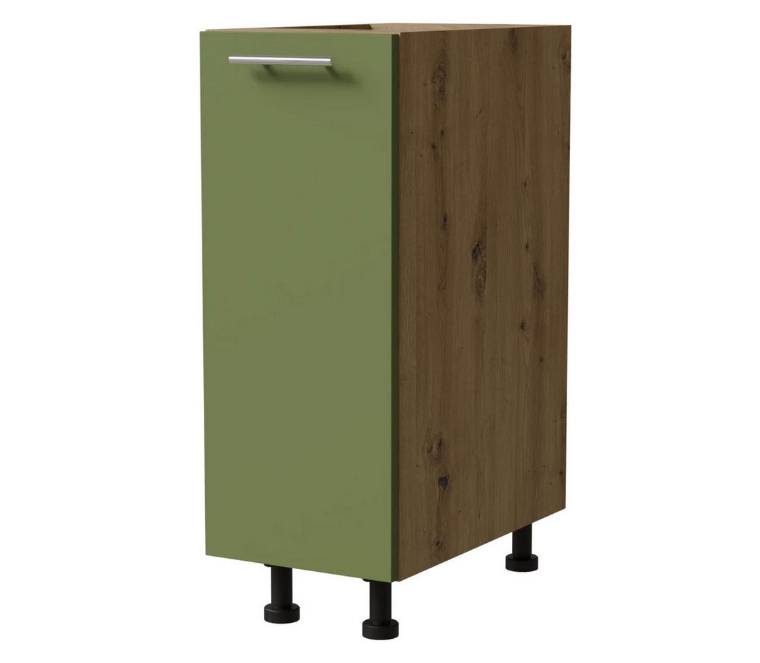 Feldmann-Wohnen Unterschrank Brerra (D1D/20, 1-türig (Holztür), 1 Einlegeboden, 1-St., moderne Optik, lackierte Fronten) 20x50x82cm Korpus eiche artisan / Front farngrün Matt von Feldmann-Wohnen