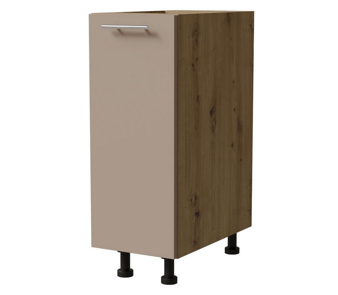 Feldmann-Wohnen Unterschrank Brerra (D1D/20, 1-türig (Holztür), 1 Einlegeboden, 1-St., moderne Optik, lackierte Fronten) 20x50x82cm Korpus eiche artisan / Front graubeige Matt von Feldmann-Wohnen