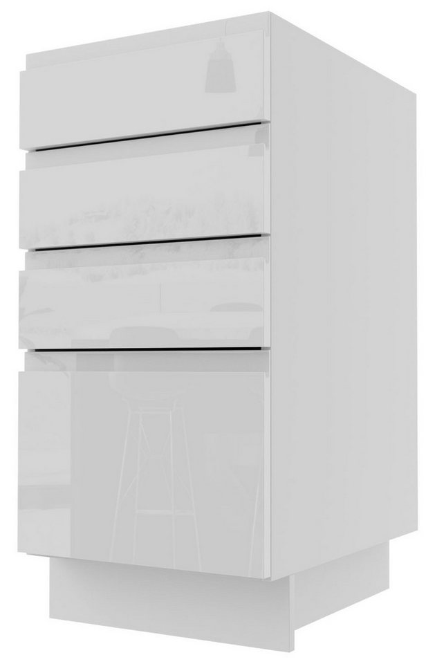 Feldmann-Wohnen Unterschrank Florence (Florence, 1-St) 40cm Front- & Korpusfarbe wählbar grifflos 4 Schubladen (Teilauszug) von Feldmann-Wohnen