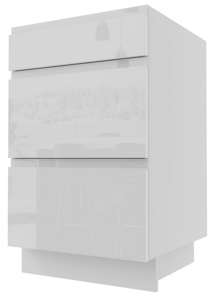Feldmann-Wohnen Unterschrank Florence (Florence, 1-St) 50cm Front- & Korpusfarbe wählbar grifflos 3 Schubladen (Vollauszug) von Feldmann-Wohnen