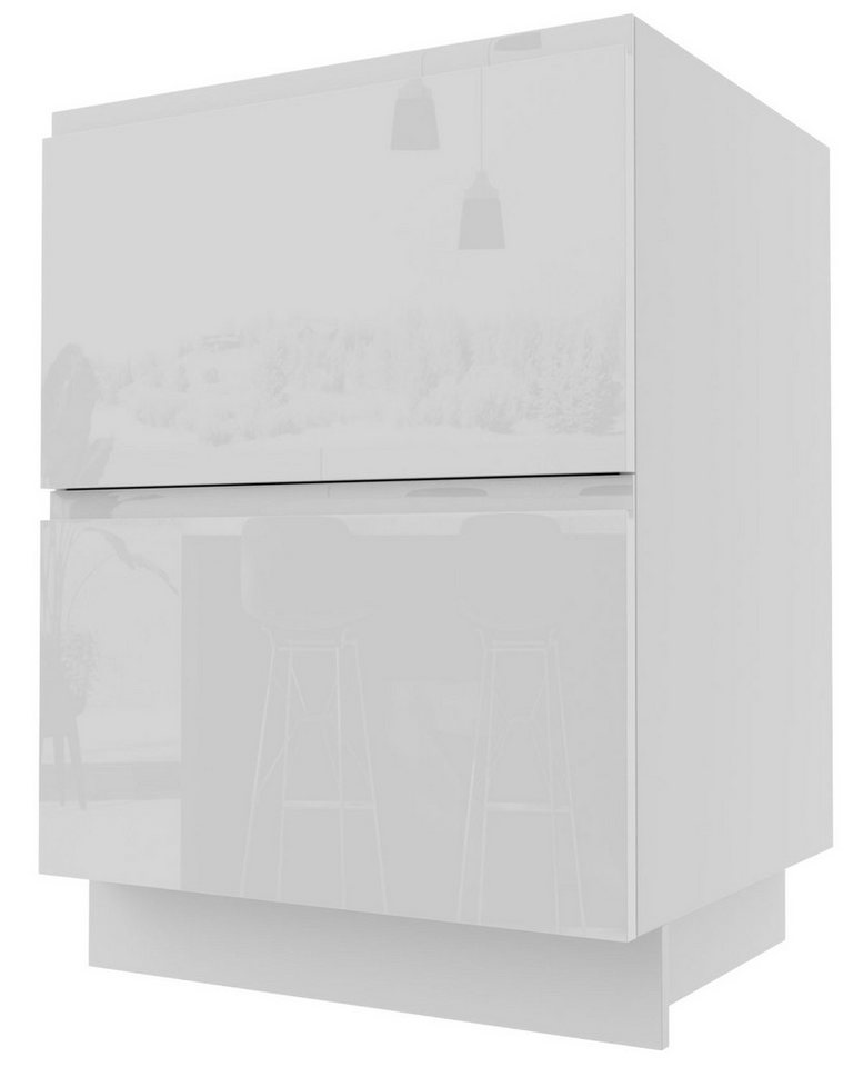 Feldmann-Wohnen Unterschrank Florence (Florence, 1-St) 60cm Front- & Korpusfarbe wählbar grifflos 2 Schubladen (Teilauszug) von Feldmann-Wohnen