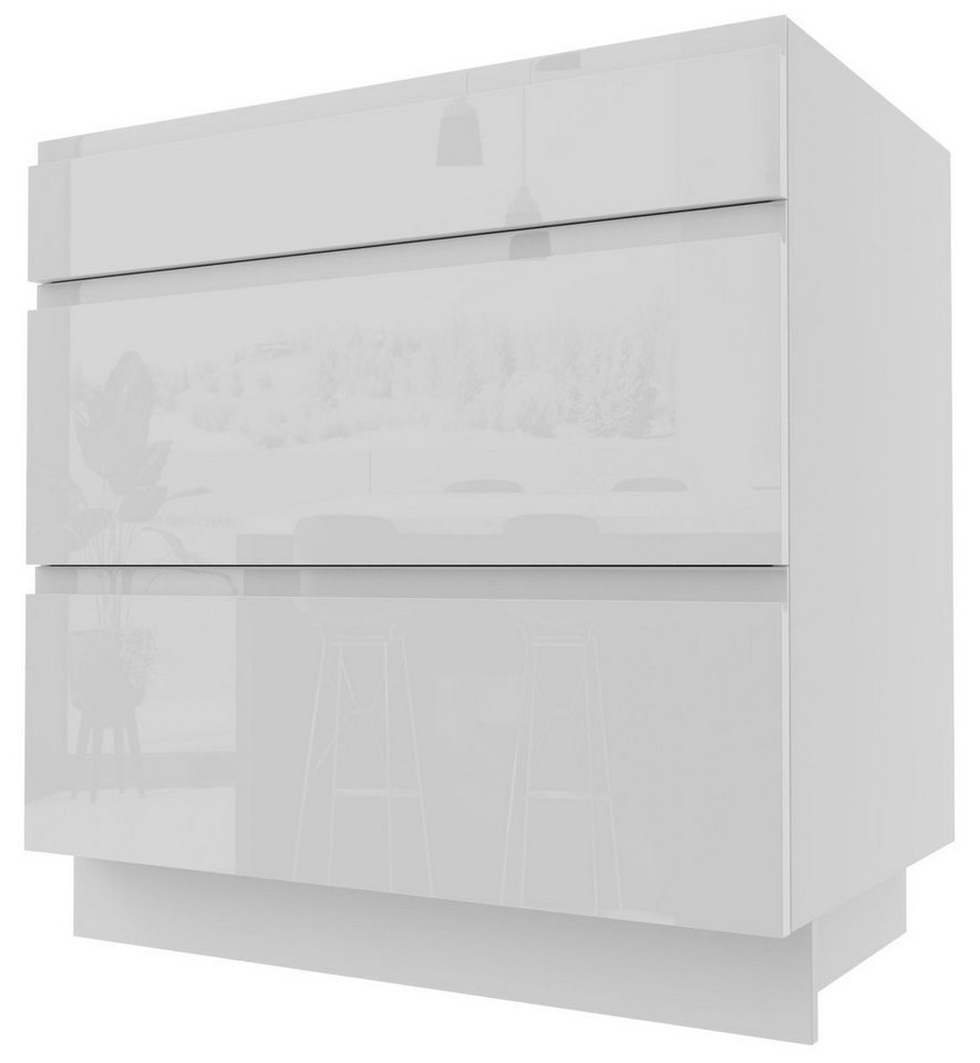 Feldmann-Wohnen Unterschrank Florence (Florence, 1-St) 80cm Front- & Korpusfarbe wählbar grifflos 3 Schubladen (Vollauszug) von Feldmann-Wohnen