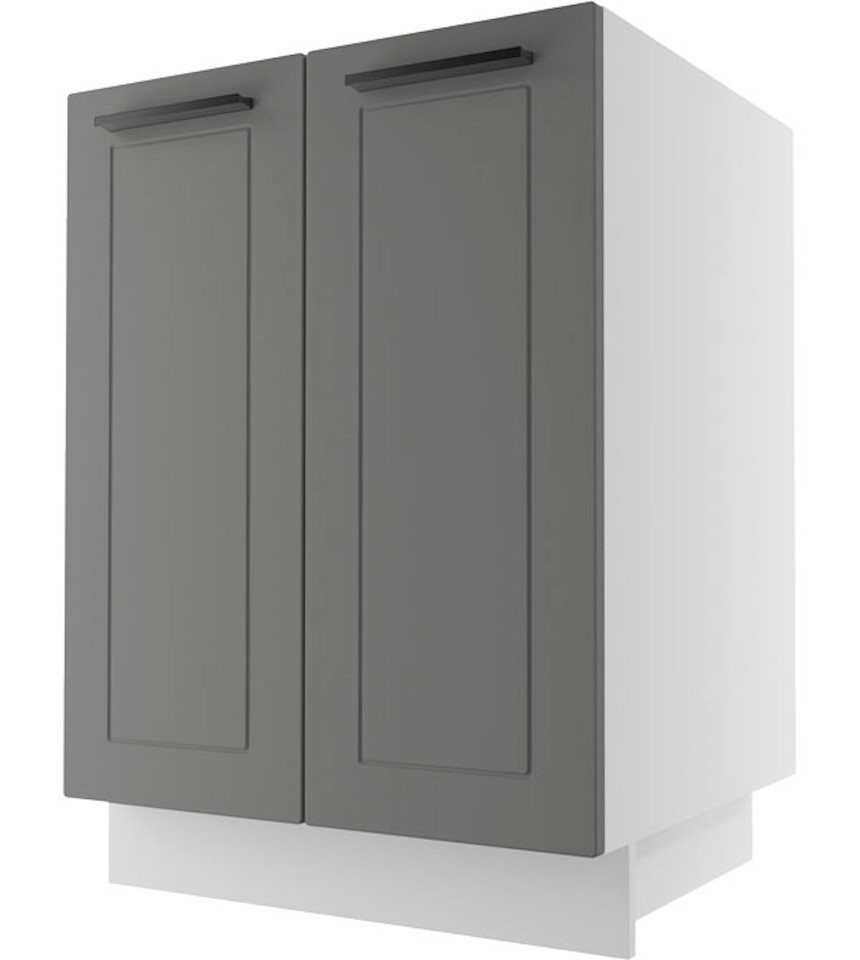 Feldmann-Wohnen Unterschrank Kvantum (2-türig, innen 1 Einlegeboden, Türanschlag beidseitig, Soft-Close, 1-St., Fronten mit dekorativen Fräsungen und leicht abgerundeten Ecken) 60x50x82cm lava - beige (Q-D11/60) von Feldmann-Wohnen