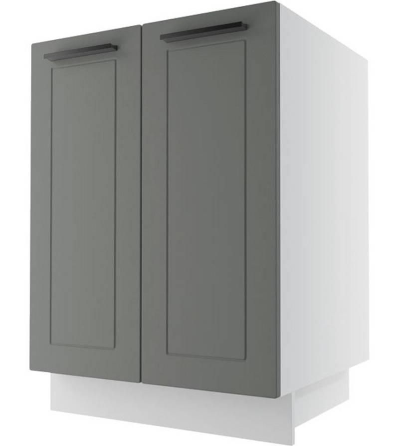 Feldmann-Wohnen Unterschrank Kvantum (2-türig, innen 1 Einlegeboden, Türanschlag beidseitig, Soft-Close, 1-St., Fronten mit dekorativen Fräsungen und leicht abgerundeten Ecken) 60x50x82cm weiß - weiß (Q-D11/60) von Feldmann-Wohnen