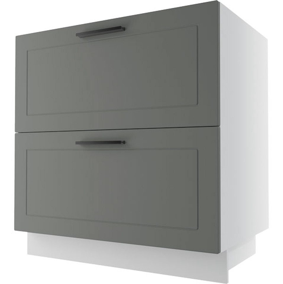Feldmann-Wohnen Unterschrank Kvantum (Schubladen mit HETTICH Vollauszug, Selbsteinzug und Soft-Close-Funktion, 1-St., Fronten mit dekorativen Fräsungen und leicht abgerundeten Ecken) 80x50x82cm eiche artisan - mint (Q-D2A/80/1A) von Feldmann-Wohnen