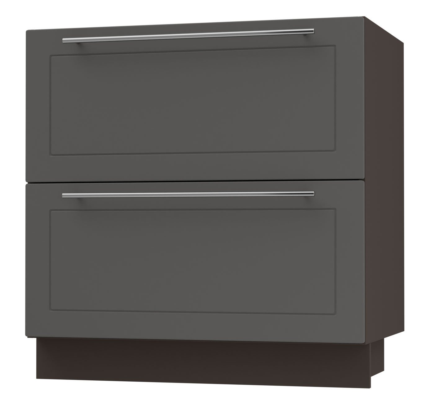 Feldmann-Wohnen Unterschrank Kvantum (Schubladen mit HETTICH Vollauszug, Selbsteinzug und Soft-Close-Funktion, 1-St., Fronten mit dekorativen Fräsungen und leicht abgerundeten Ecken) 80x50x82cm lava - graphit (Q-D2A/80/1A) von Feldmann-Wohnen