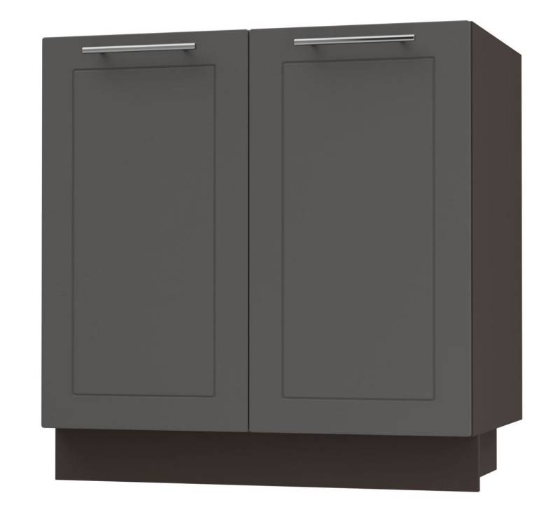 Feldmann-Wohnen Unterschrank Kvantum (Türscharniere mit Soft-Close-Funktion, 1-St., Fronten mit dekorativen Fräsungen und leicht abgerundeten Ecken) 80x50x82cm lava - graphit matt (Q-D8Z/80) von Feldmann-Wohnen