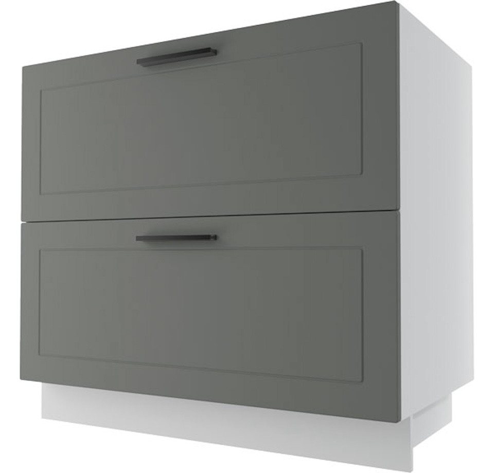 Feldmann-Wohnen Unterschrank Kvantum (Kvantum, 1-St) 90cm Front- & Korpusfarbe wählbar mit 2 Schubladen 1 Innenschublade von Feldmann-Wohnen