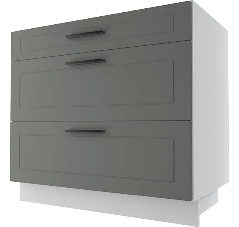 Feldmann-Wohnen Unterschrank Kvantum (Kvantum, 1-St) 90cm Front- & Korpusfarbe wählbar mit 3 Schubladen (Vollauszug) von Feldmann-Wohnen