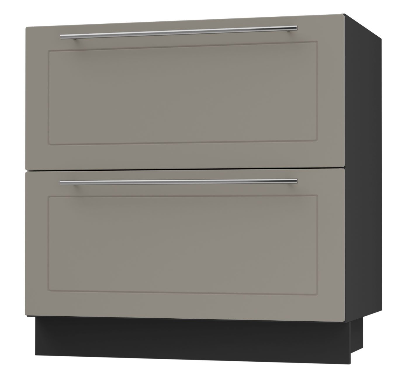 Feldmann-Wohnen Unterschrank Kvantum (Schubladen mit HETTICH Vollauszug, Selbsteinzug und Soft-Close-Funktion, 1-St., Fronten mit dekorativen Fräsungen und leicht abgerundeten Ecken) 80x50x82cm schwarz - beige (Q-D2A/80/1A) von Feldmann-Wohnen