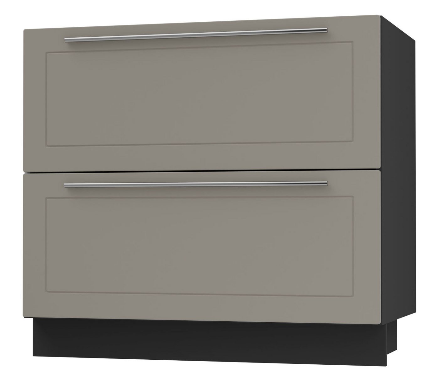 Feldmann-Wohnen Unterschrank Kvantum (Schubladen mit HETTICH Vollauszug, Selbsteinzug und Soft-Close-Funktion, 1-St., Fronten mit dekorativen Fräsungen und leicht abgerundeten Ecken) 90x50x82cm schwarz - beige (Q-D2A/90/1A) von Feldmann-Wohnen