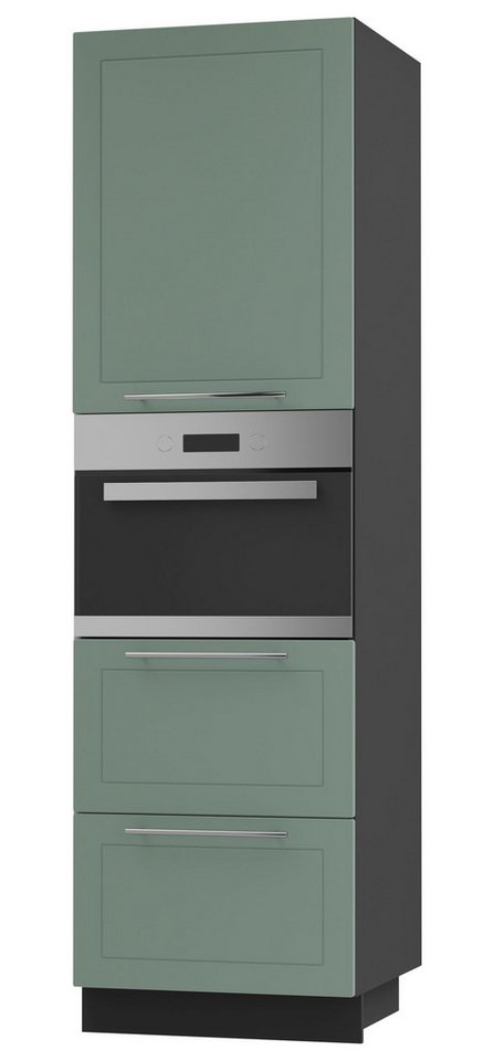 Feldmann-Wohnen Unterschrank Kvantum (Türscharniere mit Soft-Close-Funktion, 1-St., Fronten mit dekorativen Fräsungen und leicht abgerundeten Ecken) 60x59x207cm schwarz - mint (Q-D14/RU/2R-356) von Feldmann-Wohnen