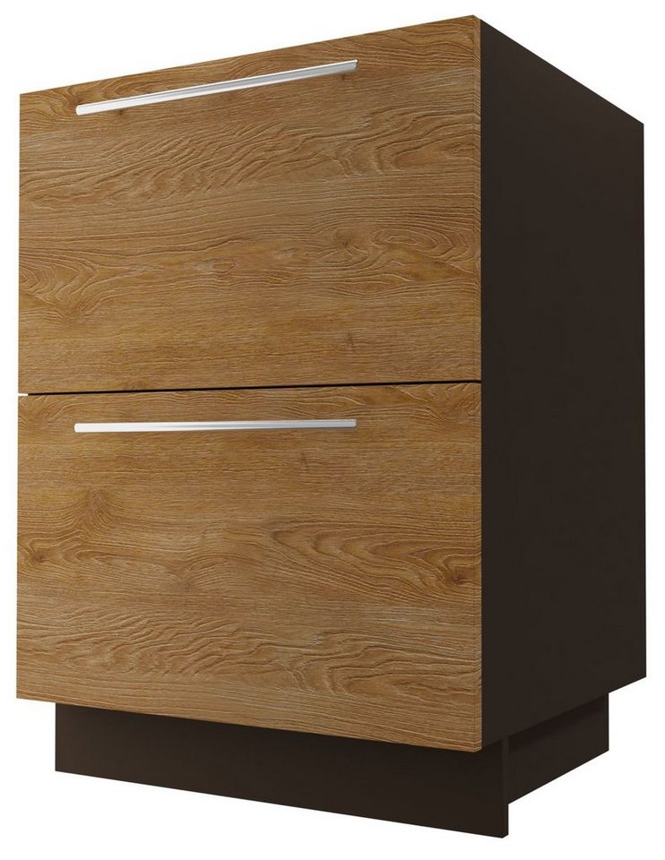 Feldmann-Wohnen Unterschrank Malmo (Malmo, 1-St) 60cm Front- & Korpusfarbe wählbar mit 2 Schubladen (Vollauszug) von Feldmann-Wohnen