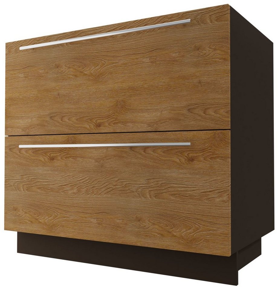 Feldmann-Wohnen Unterschrank Malmo (Malmo, 1-St) 90cm Front- und Korpusfarbe wählbar 2 Schubladen mit Teilauszug von Feldmann-Wohnen