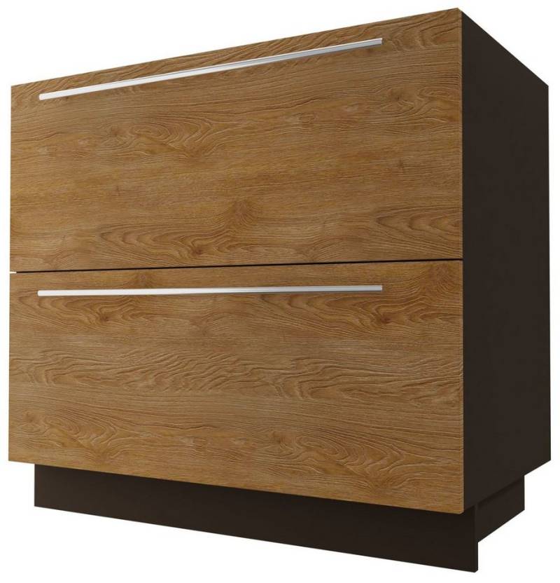 Feldmann-Wohnen Unterschrank Malmo (Malmo, 1-St) 90cm Front- und Korpusfarbe wählbar 2 Schubladen mit Teilauszug von Feldmann-Wohnen