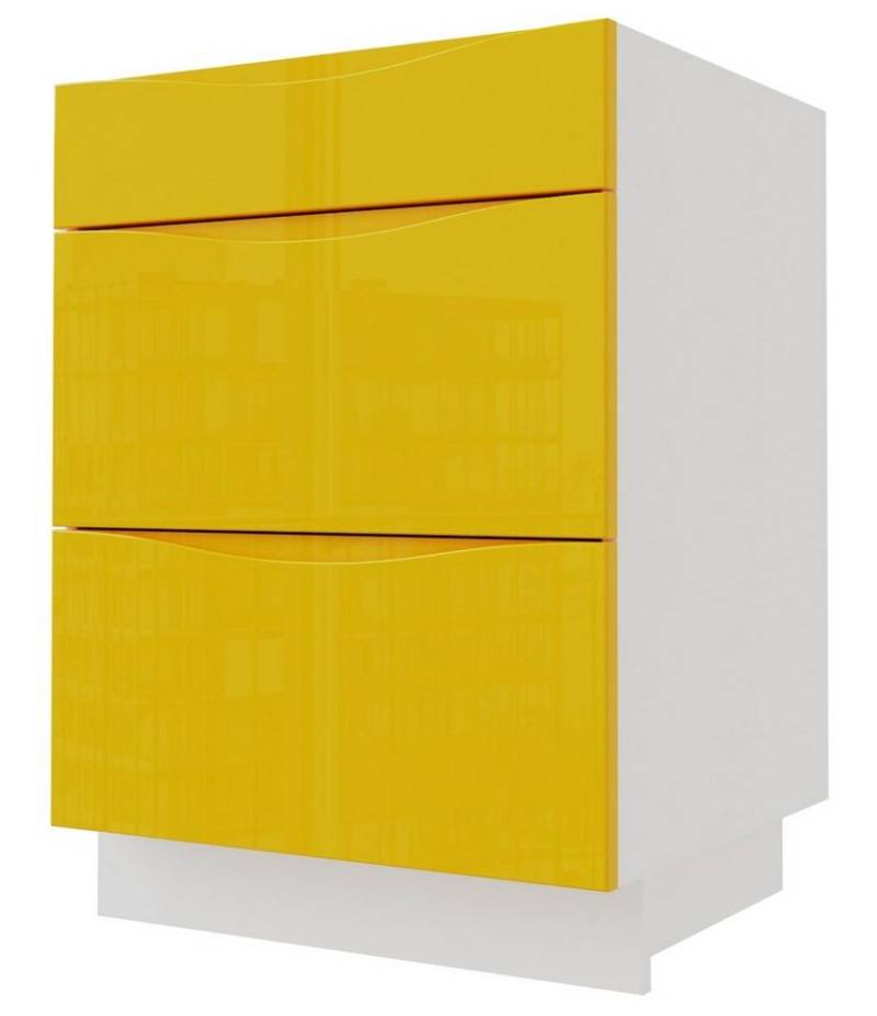 Feldmann-Wohnen Unterschrank Napoli (Napoli, 1-St) 60cm Front- & Korpusfarbe wählbar grifflos 3 Schubladen (Teilauszug) von Feldmann-Wohnen