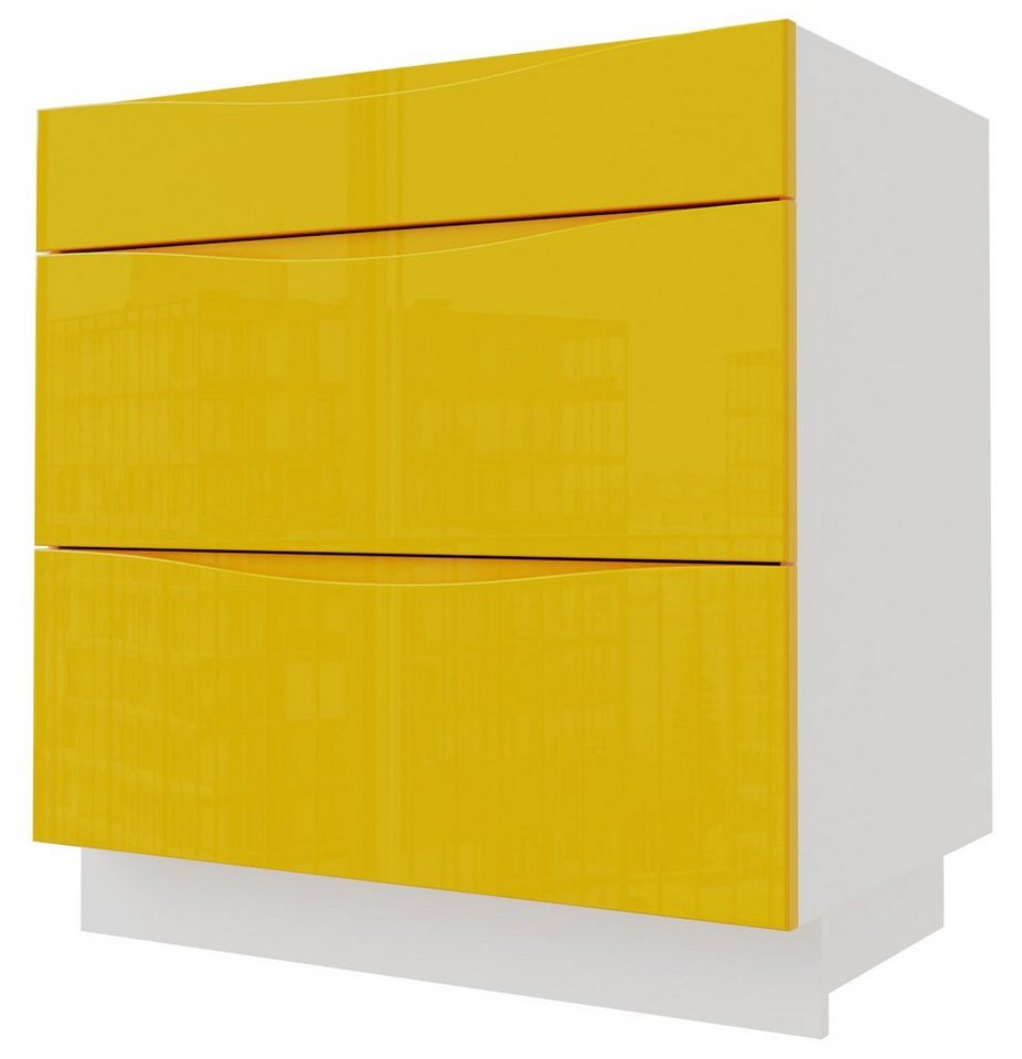 Feldmann-Wohnen Unterschrank Napoli (Napoli, 1-St) 80cm Front- & Korpusfarbe wählbar grifflos 3 Schubladen (Teilauszug) von Feldmann-Wohnen