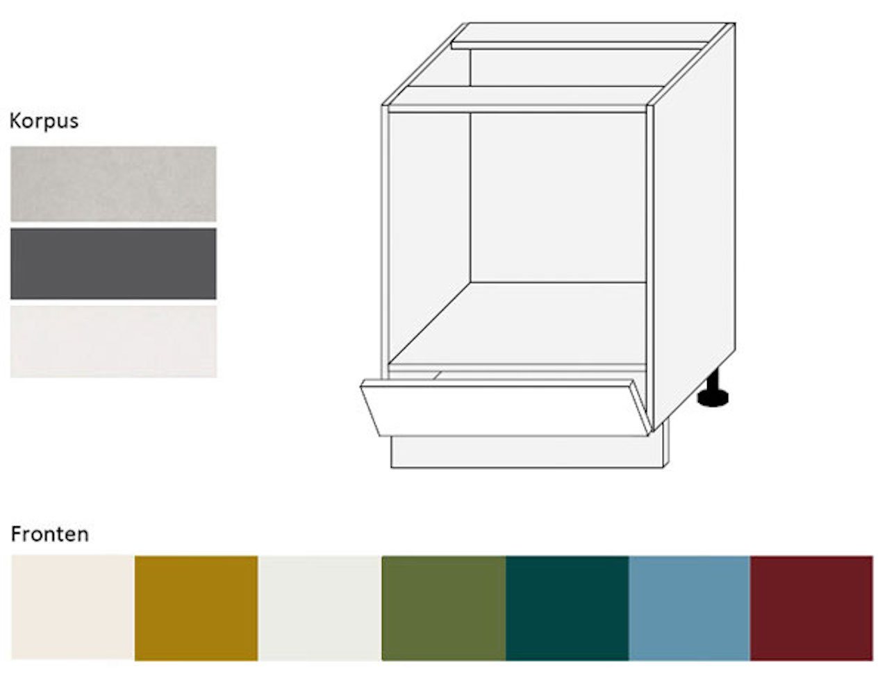 Feldmann-Wohnen Unterschrank Rimini (1 Geätefach, 1 Klappe, 1-St., moderne Optik, MDF Kasetten-Fronten, Soft-Close) 60x50x82cm Farbe wählbar von Feldmann-Wohnen