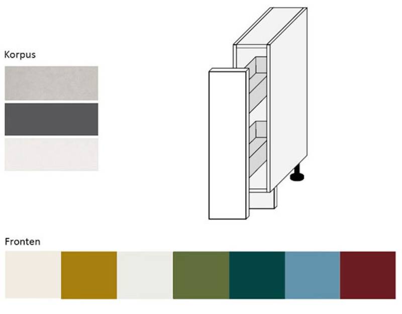 Feldmann-Wohnen Unterschrank Rimini (1 Korbauszug mit 2 Ablagen, 1-St., moderne Optik, MDF Kasetten-Fronten, Soft-Close) 15x50x82cm Farbe wählbar von Feldmann-Wohnen