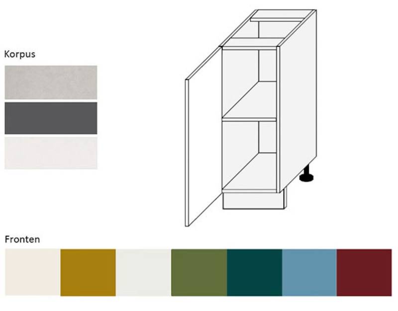 Feldmann-Wohnen Unterschrank Rimini (1-türig (Holztür), 1 Einlegeboden, 1-St., moderne Optik, MDF Kasetten-Fronten, Soft-Close) 30x50x82cm Farbe wählbar von Feldmann-Wohnen